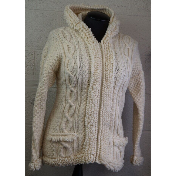 Native Knit Womens Hooded Sweater 100% Wool Made in Ecuador Size M / L - Picture 3 of 13